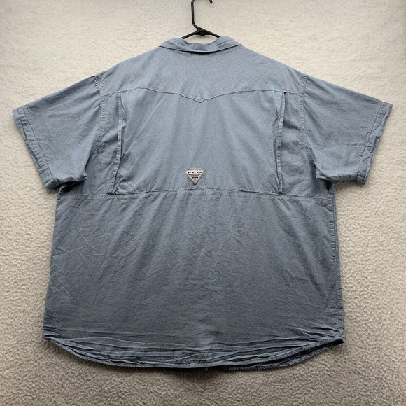Columbia PFG Pearl Snap Shirt Mens XXL 2XL Blue Fishing Outdoors VentedFM1019 - Picture 6 of 12